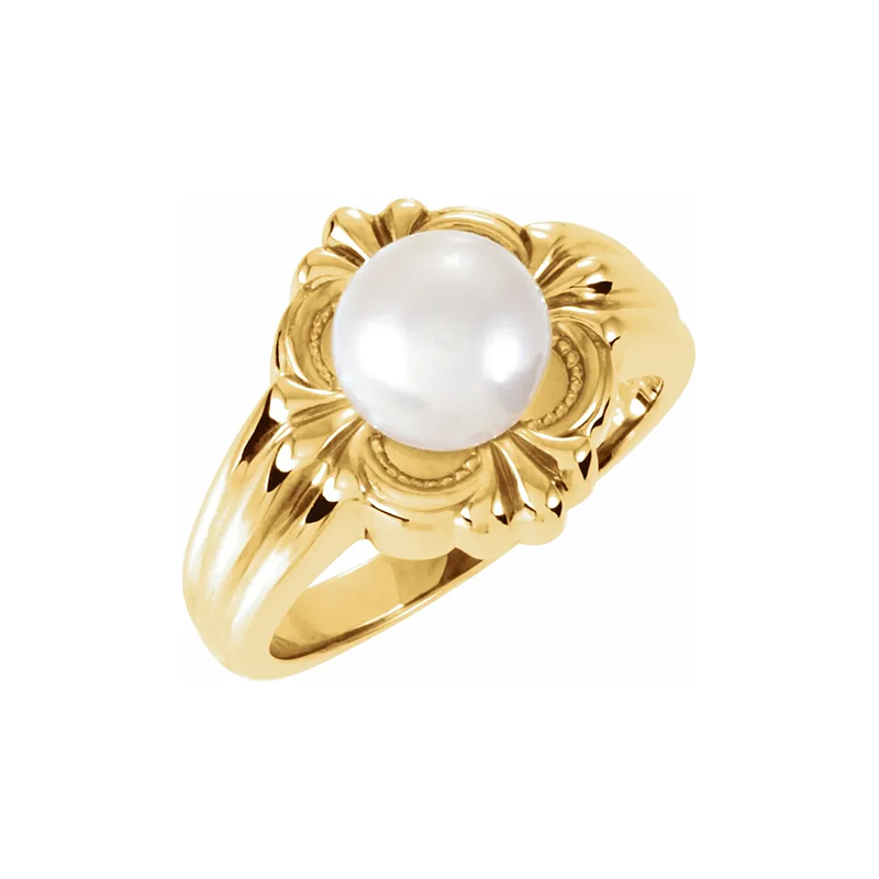 Pearl Vintage-Style Gold Ring