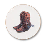 Amarillo Western Boot Pattern Bone China Round Salad Plate