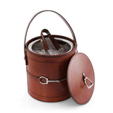 Premium Genuine Leather Bit Lidded Ice Bucket