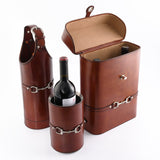 Premium Genuine Leather Bit Single Wine Bottle Carrier