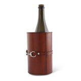 Premium Genuine Leather Bit Wine Bottle Chiller  - Stainless Lined