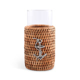 Anchor Drinking Glass Covered with Hand Woven Wicker Rattan - Set of 4