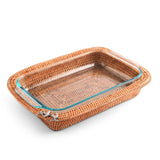 Anchor Hand Woven Wicker Rattan 3qt Rectangular Casserole Holder