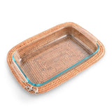 Anchor Hand Woven Wicker Rattan 3qt Rectangular Casserole Holder