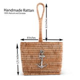 Anchor Hand Woven Wicker Rattan Flatware Caddy