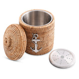 Anchor Hand Woven Wicker Rattan Lidded Ice Bucket