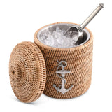 Anchor Hand Woven Wicker Rattan Lidded Ice Bucket