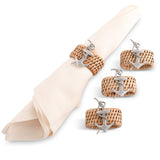 Anchor Hand Woven Wicker Rattan Napkin Ring - Set of 4