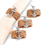 Anchor Hand Woven Wicker Rattan Napkin Ring - Set of 4