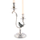 Two Taper Pewter Song Bird Candelabra