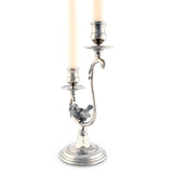 Two Taper Pewter Song Bird Candelabra