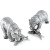 Pewter Fishing Bear Salt & Pepper Set