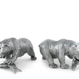 Pewter Fishing Bear Salt & Pepper Set