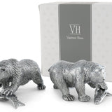 Pewter Fishing Bear Salt & Pepper Set